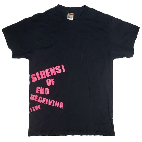 VTG TREOS Shirt RARE The Receiving End of Sirens Medium Pink Black FOTL Best Tag
